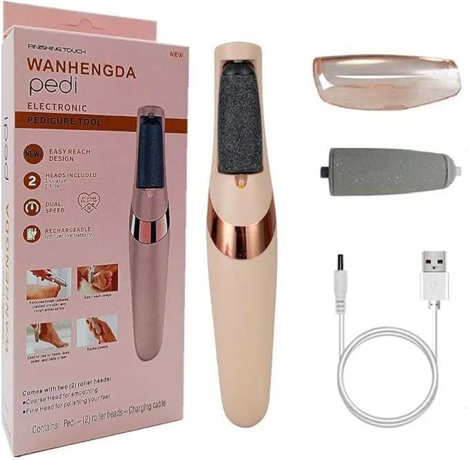 USB Rechargeable Foot Callus Remover – Electric File with LED Light & 2-Speed Settings for Smooth Feet